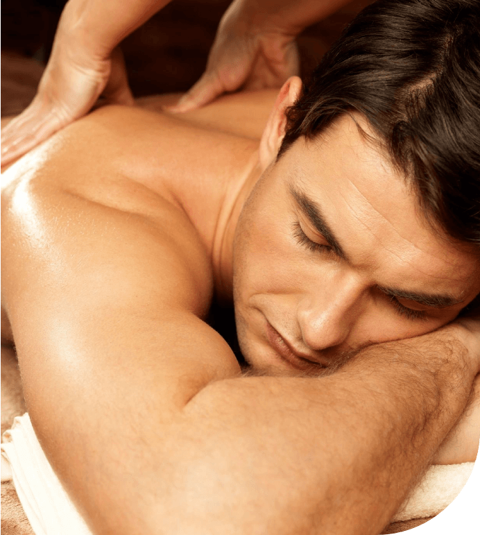 Man having back massage in the spa salon