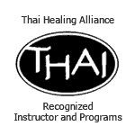 A black and white logo for thai healing alliance.